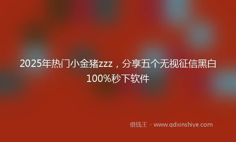 2025年热门小金猪zzz，分享五个无视征信黑白100%秒下软件