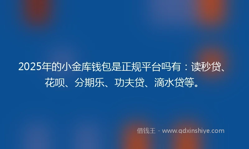 2025年的小金库钱包是正规平台吗有：读秒贷、花呗、分期乐、功夫贷、滴水贷等。