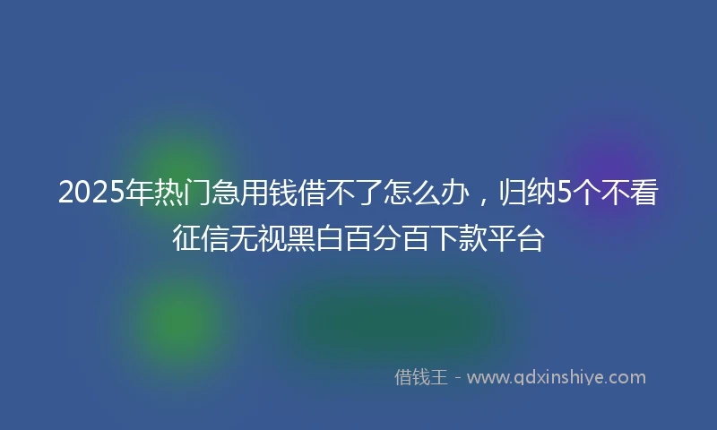2025年热门急用钱借不了怎么办，归纳5个不看征信无视黑白百分百下款平台