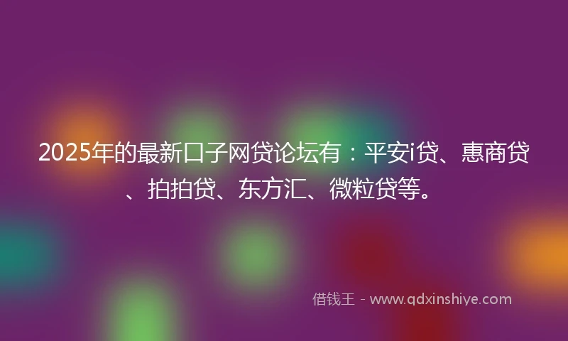 2025年的最新口子网贷论坛有：平安i贷、惠商贷、拍拍贷、东方汇、微粒贷等。