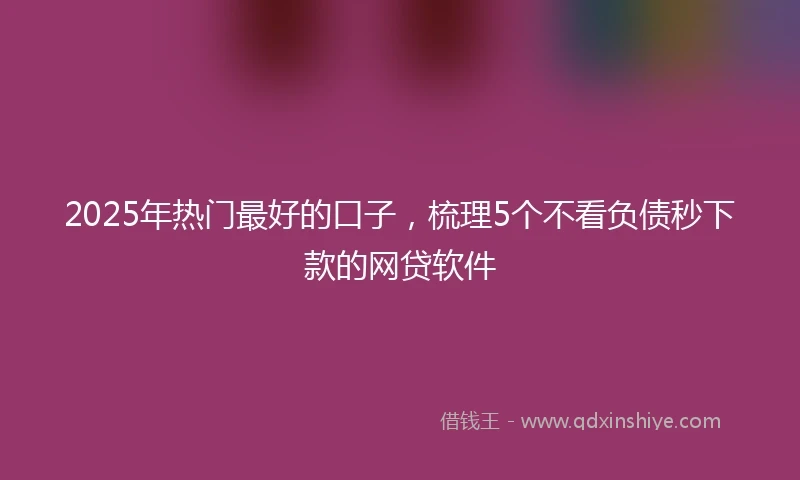 2025年热门最好的口子，梳理5个不看负债秒下款的网贷软件