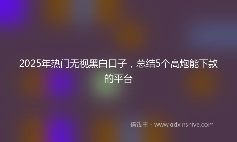 2025年热门无视黑白口子，总结5个高炮能下款的平台