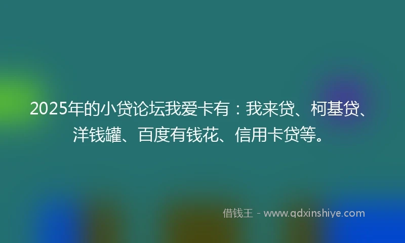 2025年的小贷论坛我爱卡有：我来贷、柯基贷、洋钱罐、百度有钱花、信用卡贷等。