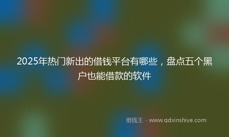 2025年热门新出的借钱平台有哪些，盘点五个黑户也能借款的软件