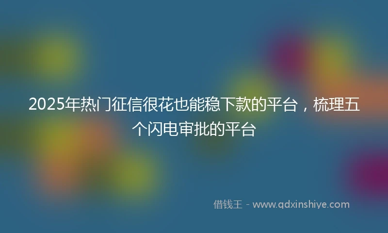 2025年热门征信很花也能稳下款的平台，梳理五个闪电审批的平台
