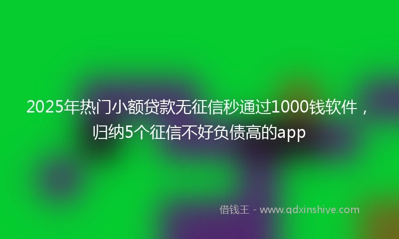 2025年热门小额贷款无征信秒通过1000钱软件，归纳5个征信不好负债高的app