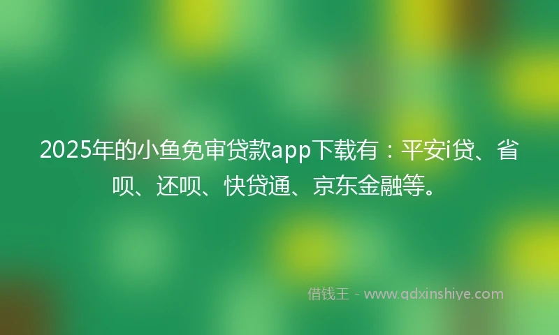 2025年的小鱼免审贷款app下载有：平安i贷、省呗、还呗、快贷通、京东金融等。
