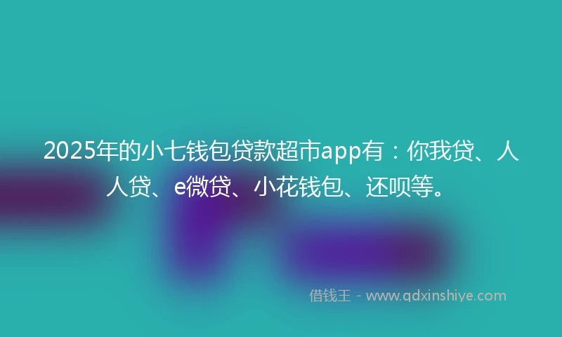 2025年的小七钱包贷款超市app有：你我贷、人人贷、e微贷、小花钱包、还呗等。