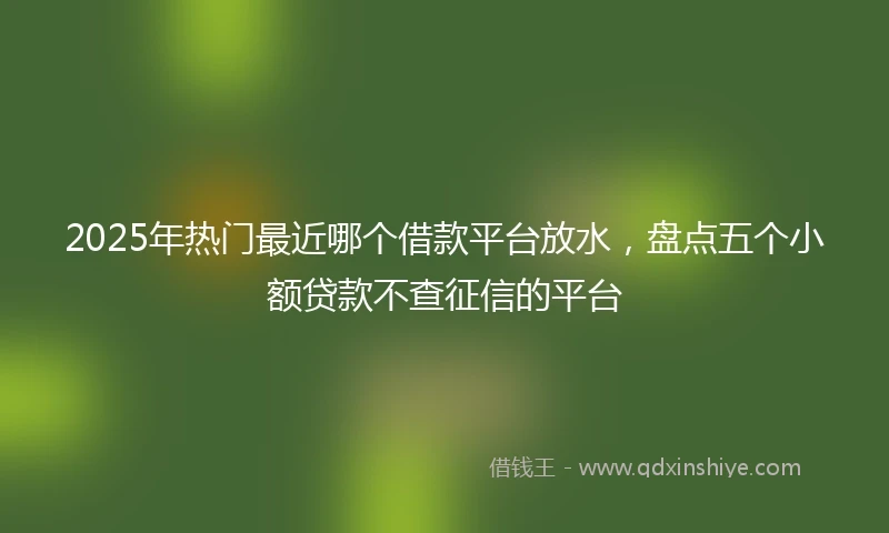 2025年热门最近哪个借款平台放水，盘点五个小额贷款不查征信的平台