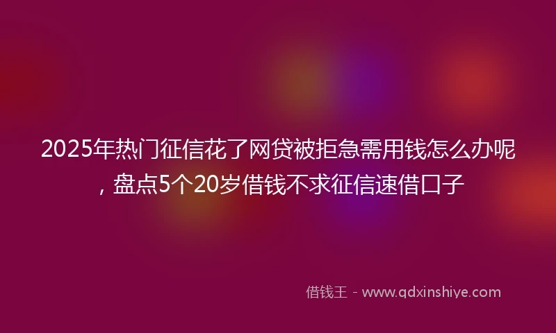 2025年热门征信花了网贷被拒急需用钱怎么办呢，盘点5个20岁借钱不求征信速借口子