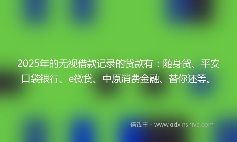 2025年的无视借款记录的贷款有：随身贷、平安口袋银行、e微贷、中原消费金融、替你还等。