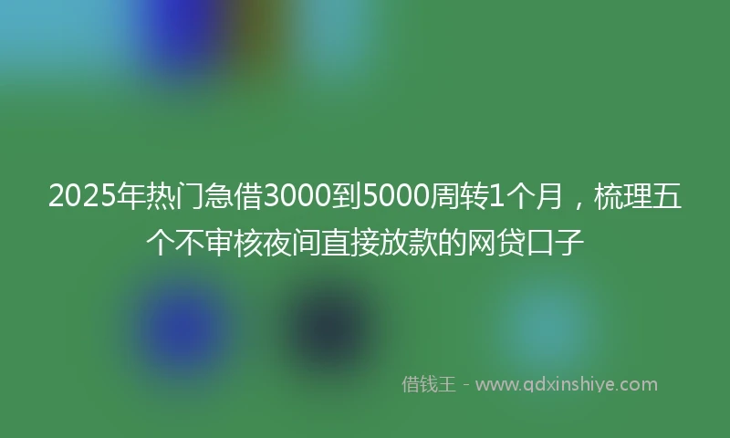 2025年热门急借3000到5000周转1个月，梳理五个不审核夜间直接放款的网贷口子