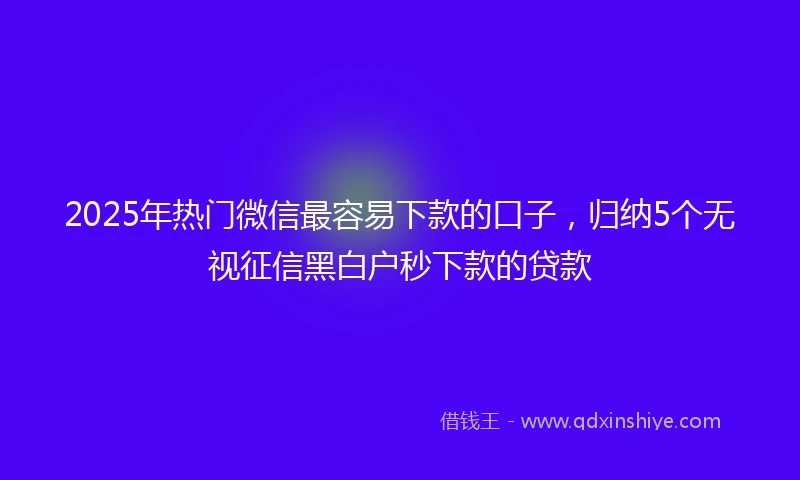 2025年热门微信最容易下款的口子，归纳5个无视征信黑白户秒下款的贷款
