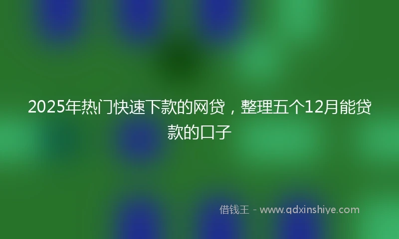2025年热门快速下款的网贷，整理五个12月能贷款的口子
