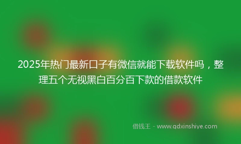 2025年热门最新口子有微信就能下载软件吗，整理五个无视黑白百分百下款的借款软件