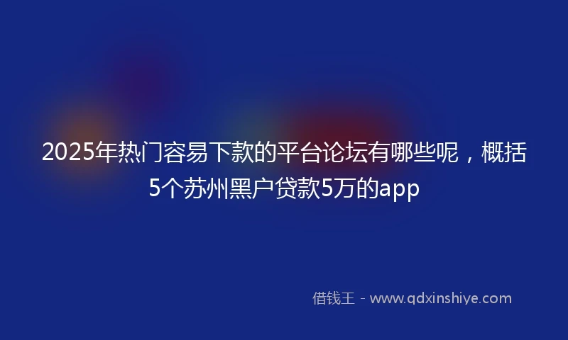 2025年热门容易下款的平台论坛有哪些呢，概括5个苏州黑户贷款5万的app
