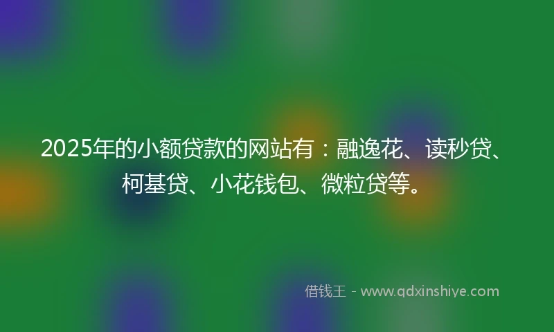 2025年的小额贷款的网站有：融逸花、读秒贷、柯基贷、小花钱包、微粒贷等。