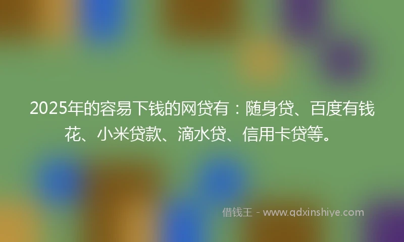 2025年的容易下钱的网贷有：随身贷、百度有钱花、小米贷款、滴水贷、信用卡贷等。