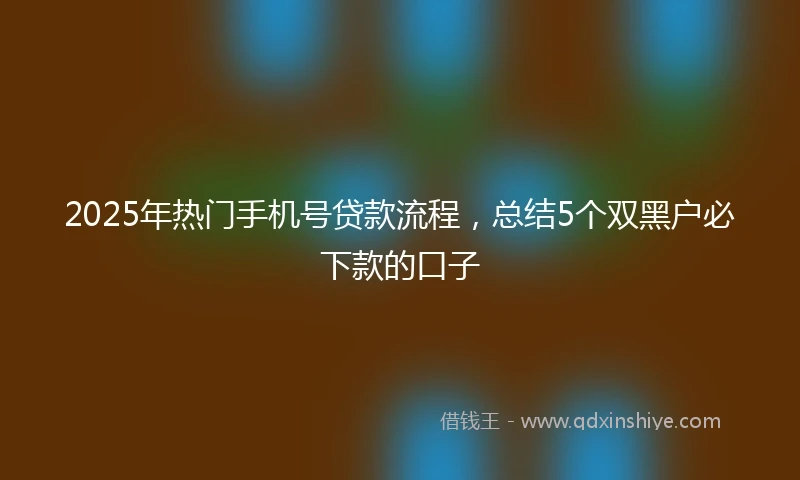 2025年热门手机号贷款流程，总结5个双黑户必下款的口子