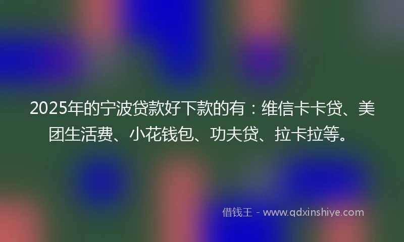 2025年的宁波贷款好下款的有:维信卡卡贷、美团生活费、小花钱包、功夫贷、拉卡拉等。
