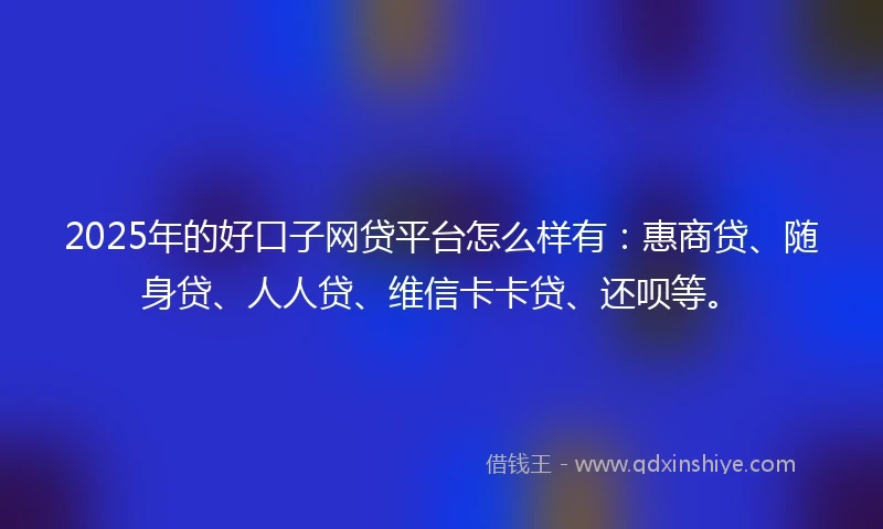 2025年的好口子网贷平台怎么样有：惠商贷、随身贷、人人贷、维信卡卡贷、还呗等。