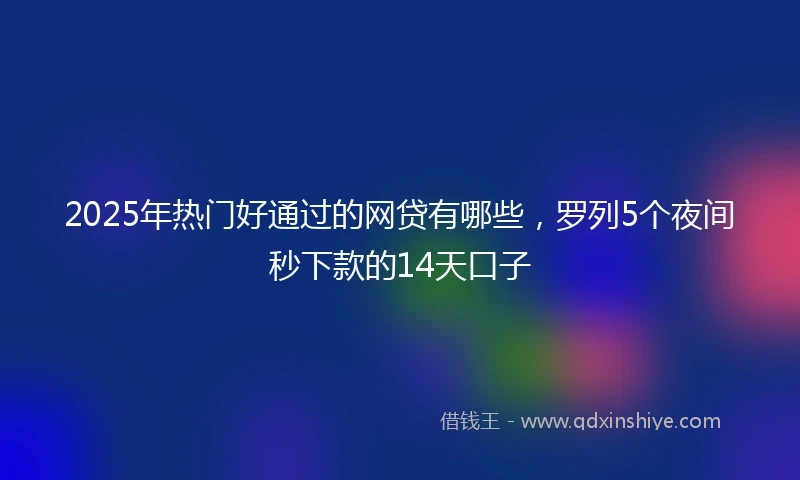 2025年热门好通过的网贷有哪些，罗列5个夜间秒下款的14天口子