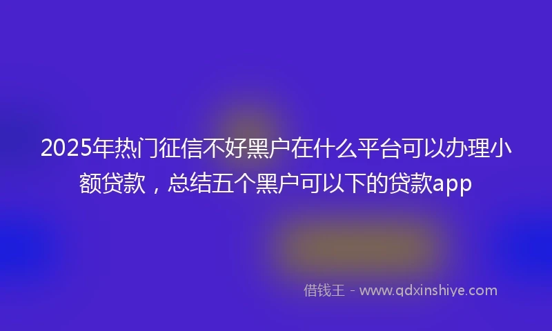 2025年热门征信不好黑户在什么平台可以办理小额贷款，总结五个黑户可以下的贷款app
