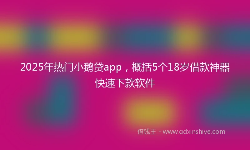 2025年热门小鹅贷app，概括5个18岁借款神器快速下款软件