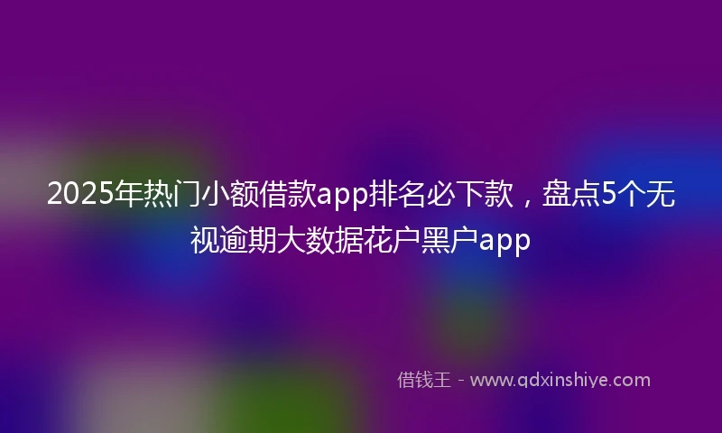 2025年热门小额借款app排名必下款，盘点5个无视逾期大数据花户黑户app