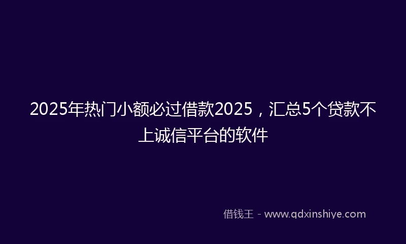 2025年热门小额必过借款2025，汇总5个贷款不上诚信平台的软件