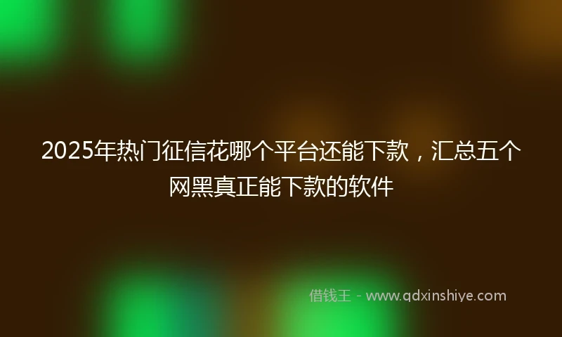 2025年热门征信花哪个平台还能下款，汇总五个网黑真正能下款的软件
