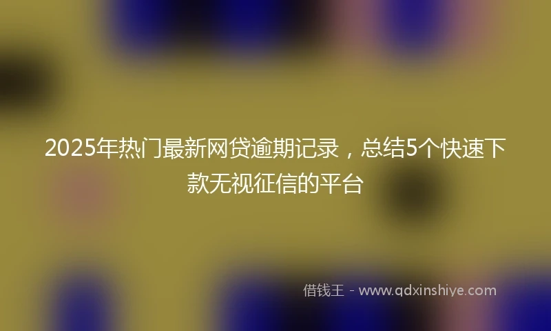 2025年热门最新网贷逾期记录，总结5个快速下款无视征信的平台