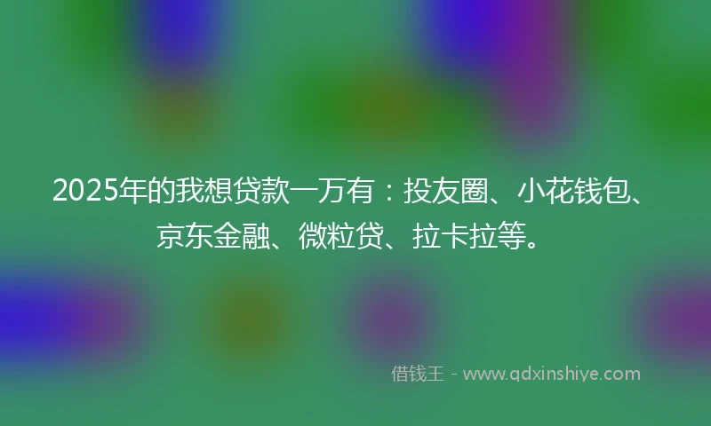 2025年的我想贷款一万有：投友圈、小花钱包、京东金融、微粒贷、拉卡拉等。