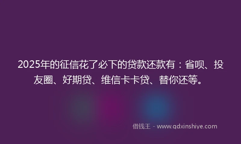 2025年的征信花了必下的贷款还款有：省呗、投友圈、好期贷、维信卡卡贷、替你还等。