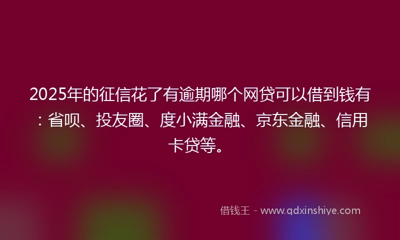 2025年的征信花了有逾期哪个网贷可以借到钱有：省呗、投友圈、度小满金融、京东金融、信用卡贷等。