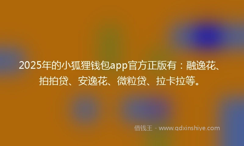 2025年的小狐狸钱包app官方正版有：融逸花、拍拍贷、安逸花、微粒贷、拉卡拉等。