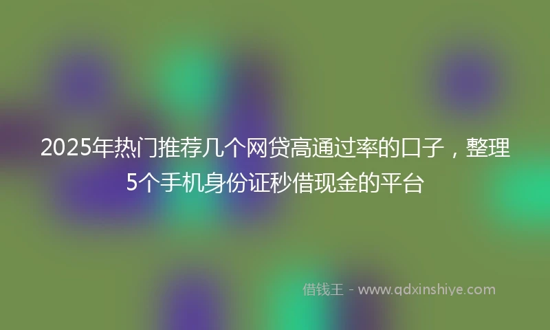 2025年热门推荐几个网贷高通过率的口子，整理5个手机身份证秒借现金的平台