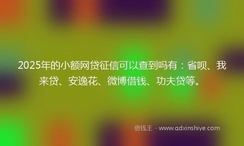 2025年的小额网贷征信可以查到吗有：省呗、我来贷、安逸花、微博借钱、功夫贷等。