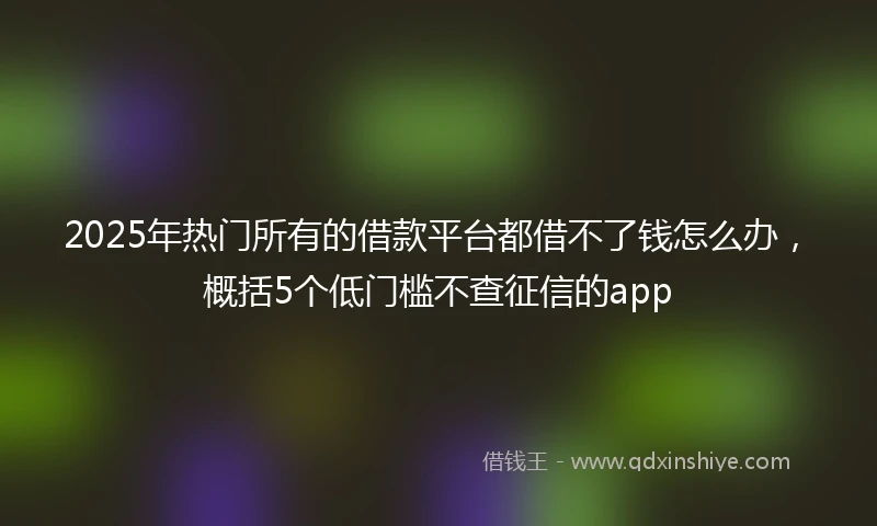 2025年热门所有的借款平台都借不了钱怎么办，概括5个低门槛不查征信的app