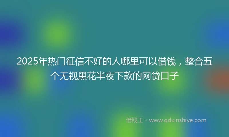 2025年热门征信不好的人哪里可以借钱，整合五个无视黑花半夜下款的网贷口子