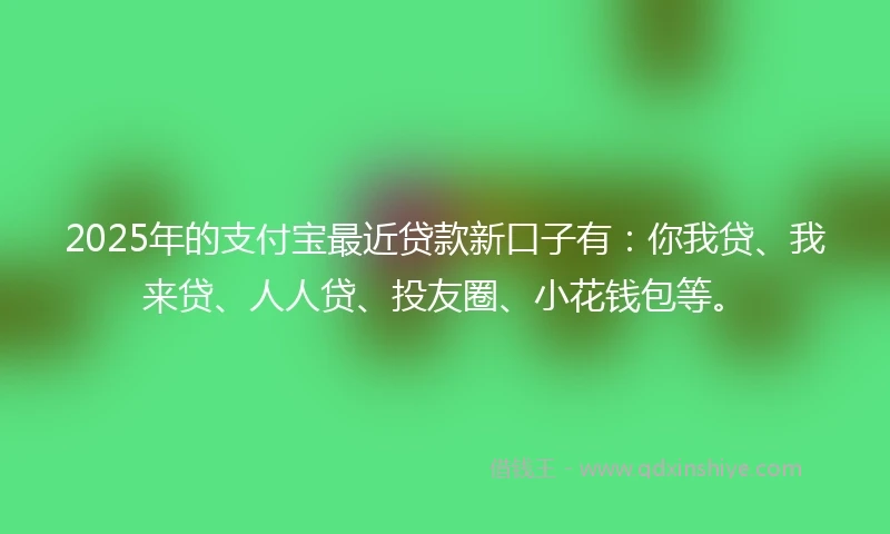 2025年的支付宝最近贷款新口子有：你我贷、我来贷、人人贷、投友圈、小花钱包等。