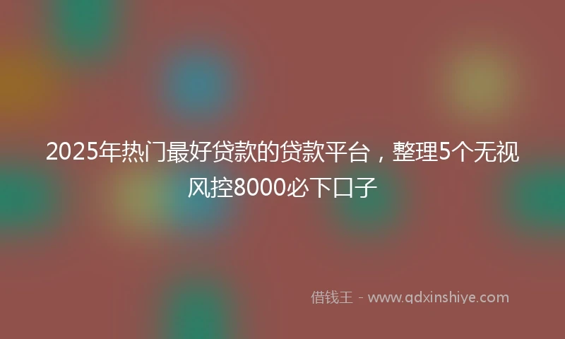 2025年热门最好贷款的贷款平台，整理5个无视风控8000必下口子