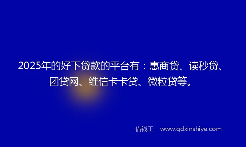 2025年的好下贷款的平台有：惠商贷、读秒贷、团贷网、维信卡卡贷、微粒贷等。