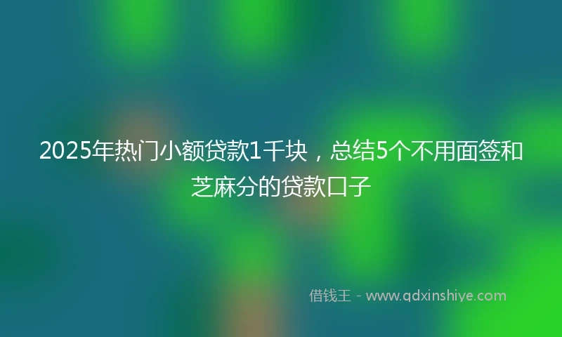 2025年热门小额贷款1千块，总结5个不用面签和芝麻分的贷款口子