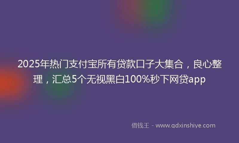 2025年热门支付宝所有贷款口子大集合，良心整理，汇总5个无视黑白100%秒下网贷app