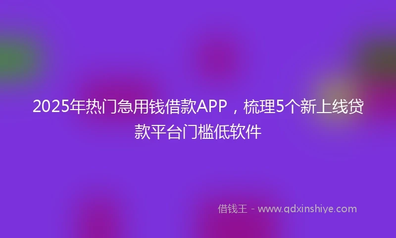 2025年热门急用钱借款APP，梳理5个新上线贷款平台门槛低软件