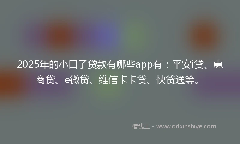 2025年的小口子贷款有哪些app有：平安i贷、惠商贷、e微贷、维信卡卡贷、快贷通等。