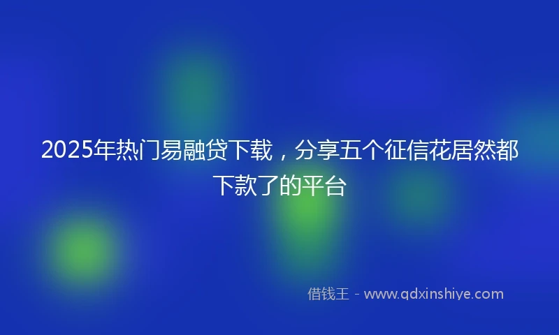 2025年热门易融贷下载，分享五个征信花居然都下款了的平台