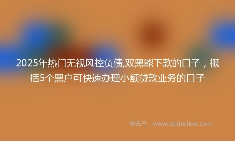2025年热门无视风控负债,双黑能下款的口子，概括5个黑户可快速办理小额贷款业务的口子