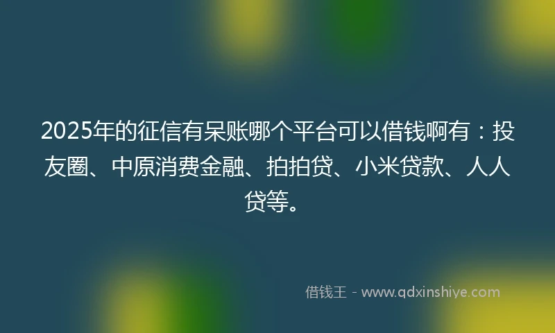 2025年的征信有呆账哪个平台可以借钱啊有：投友圈、中原消费金融、拍拍贷、小米贷款、人人贷等。